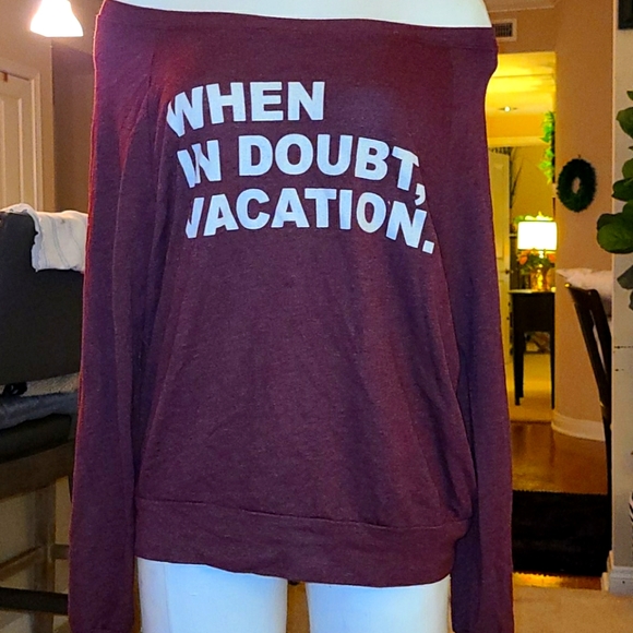 When in doubt vacation off shoulder pullover - Picture 2 of 6
